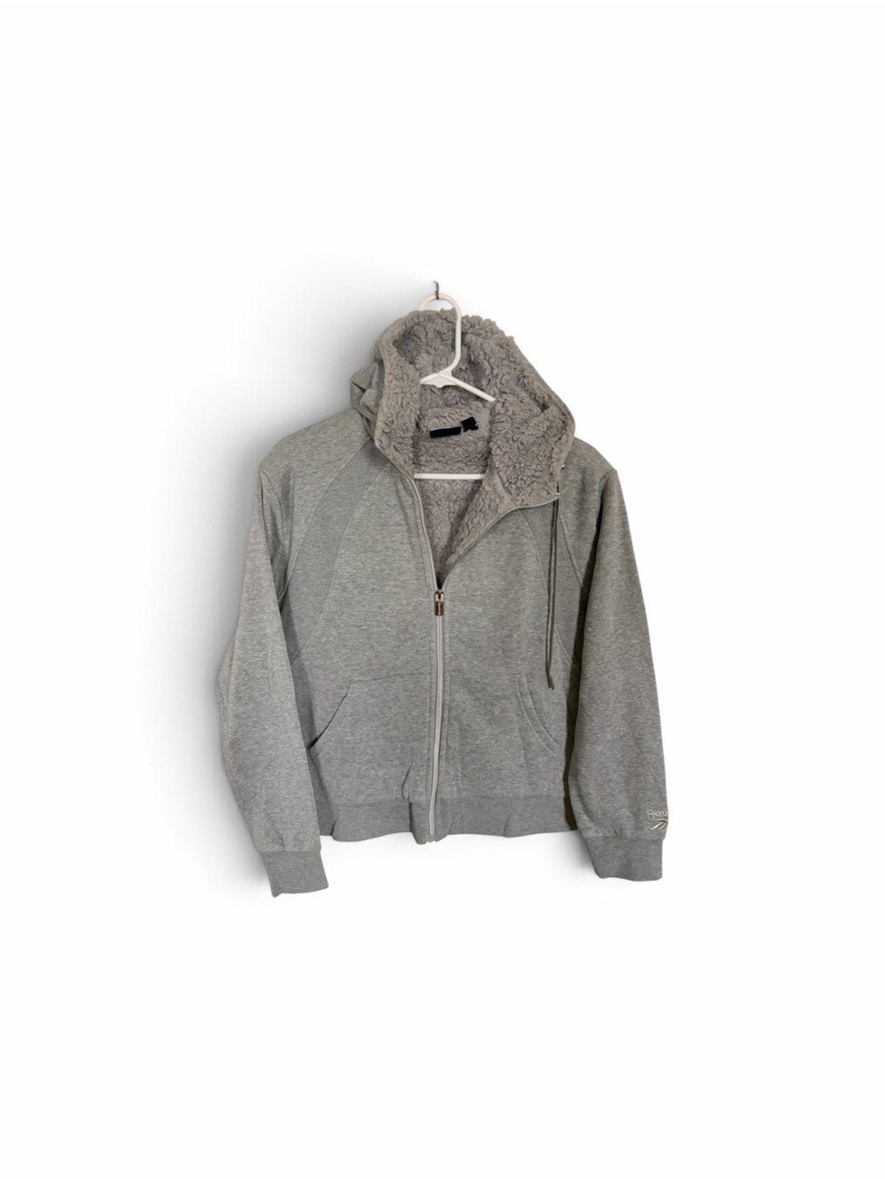 Reebok Light Gray Sherpa-Lined Hoodie Jacket